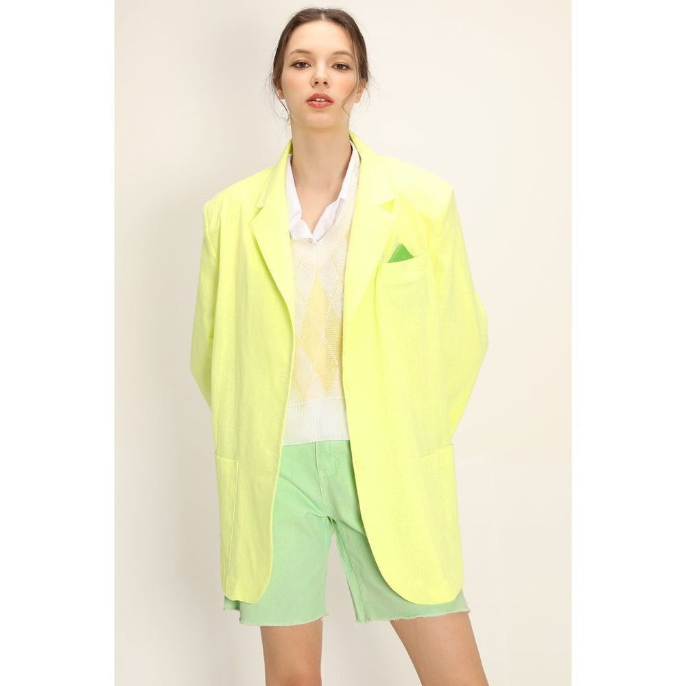 Storets Brianna Handkerchief Oversized Blazer Lemon Yellow Size Small Medium